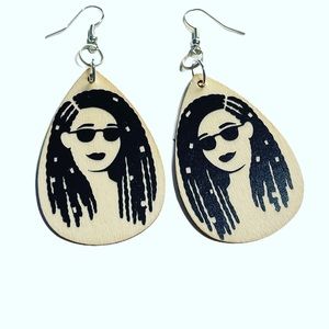 Handmade wood earrings black history unique